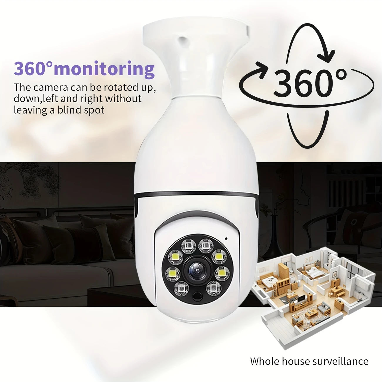 WiFi E27 360° Panoramic Bulb Surveillance Camera InDoor | OutDoor